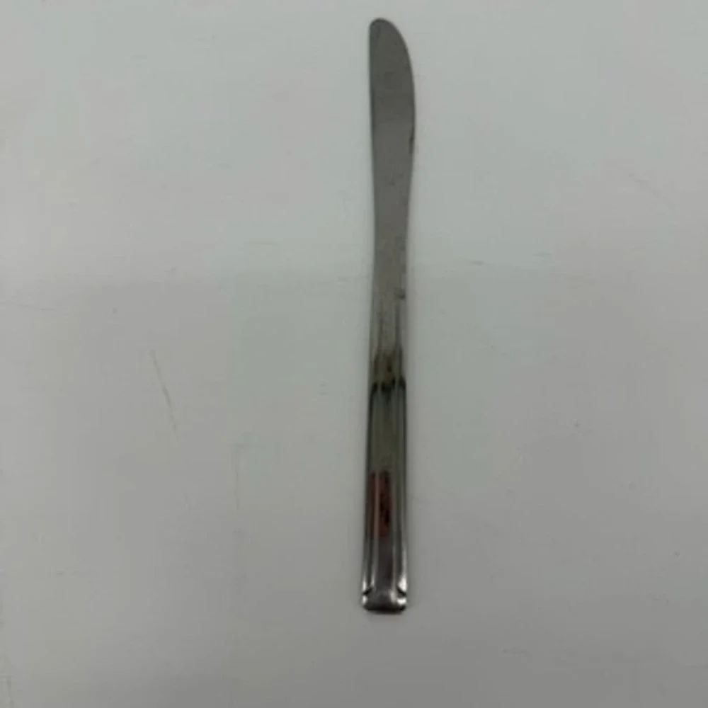 Delco 33 Stainless Steel Dinner Knife Double Line Border Pattern 8.25 Inch